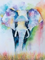 Lone Elephant watercolour Sue Dickens